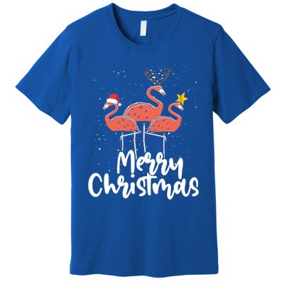 Merry Christmas Pink Flamingo Lover Xmas Wading Bird Gift Premium T-Shirt