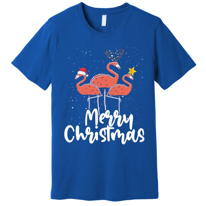 Merry Christmas Pink Flamingo Lover Xmas Wading Bird Gift Premium T-Shirt