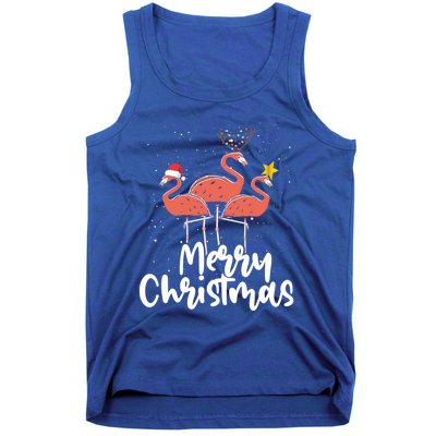 Merry Christmas Pink Flamingo Lover Xmas Wading Bird Gift Tank Top