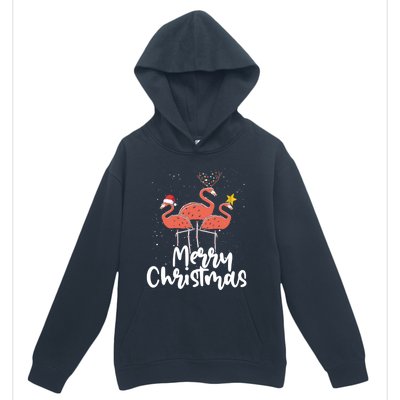 Merry Christmas Pink Flamingo Lover Xmas Wading Bird Gift Urban Pullover Hoodie