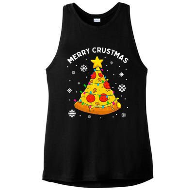 Merry Crustmas Pizza Christmas Tree Xmas Gifts Ladies PosiCharge Tri-Blend Wicking Tank