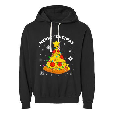 Merry Crustmas Pizza Christmas Tree Xmas Gifts Garment-Dyed Fleece Hoodie