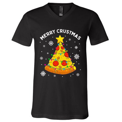 Merry Crustmas Pizza Christmas Tree Xmas Gifts V-Neck T-Shirt