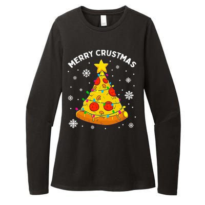 Merry Crustmas Pizza Christmas Tree Xmas Gifts Womens CVC Long Sleeve Shirt