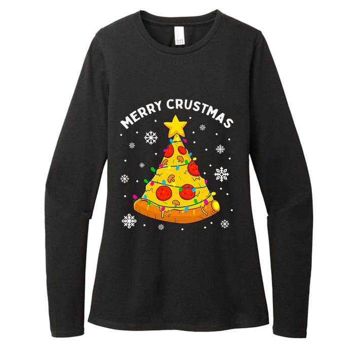 Merry Crustmas Pizza Christmas Tree Xmas Gifts Womens CVC Long Sleeve Shirt