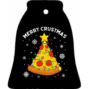 Merry Crustmas Pizza Christmas Tree Xmas Gifts Ceramic Bell Ornament