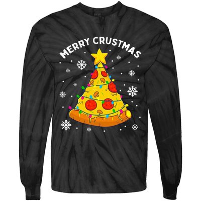 Merry Crustmas Pizza Christmas Tree Xmas Gifts Tie-Dye Long Sleeve Shirt