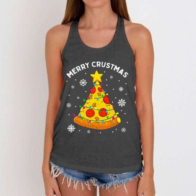 Merry Crustmas Pizza Christmas Tree Xmas Gifts Women's Knotted Racerback Tank