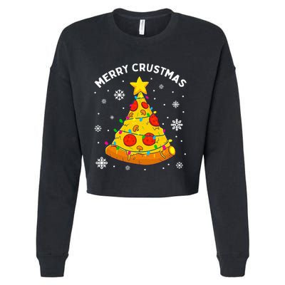 Merry Crustmas Pizza Christmas Tree Xmas Gifts Cropped Pullover Crew