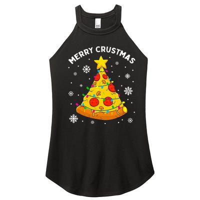 Merry Crustmas Pizza Christmas Tree Xmas Gifts Women's Perfect Tri Rocker Tank