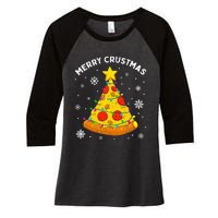 Merry Crustmas Pizza Christmas Tree Xmas Gifts Women's Tri-Blend 3/4-Sleeve Raglan Shirt