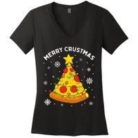 Merry Crustmas Pizza Christmas Tree Xmas Gifts Women's V-Neck T-Shirt