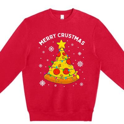 Merry Crustmas Pizza Christmas Tree Xmas Gifts Premium Crewneck Sweatshirt