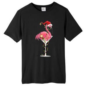 Merry Christmas Pink Flamingo Wine Ing Lights Xmas Tree Funny Gift Tall Fusion ChromaSoft Performance T-Shirt