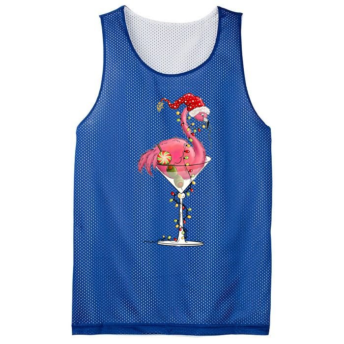 Merry Christmas Pink Flamingo Wine Ing Lights Xmas Tree Funny Gift Mesh Reversible Basketball Jersey Tank