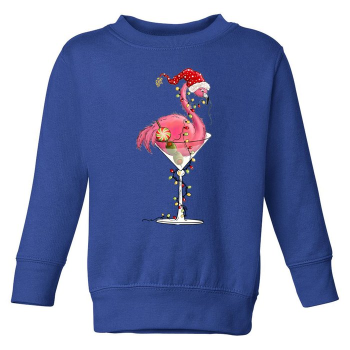 Merry Christmas Pink Flamingo Wine Ing Lights Xmas Tree Funny Gift Toddler Sweatshirt