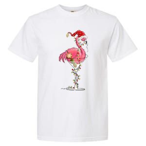 Merry Christmas Pink Flamingo Wine Ing Lights Xmas Tree Funny Gift Garment-Dyed Heavyweight T-Shirt