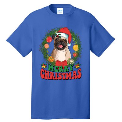 Merry Christmas Pug Santa Hat Dog Lovers Ugly Sweater Xmas Gift Tall T-Shirt