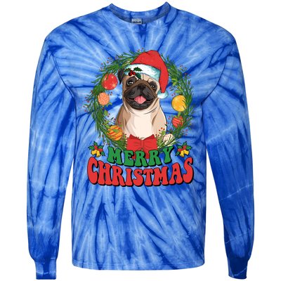 Merry Christmas Pug Santa Hat Dog Lovers Ugly Sweater Xmas Gift Tie-Dye Long Sleeve Shirt