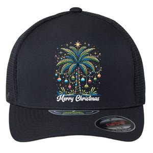 Merry Christmas Palm Tree Lights Ornats Star Tropical Meaningful Gift Flexfit Unipanel Trucker Cap