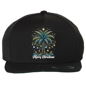 Merry Christmas Palm Tree Lights Ornats Star Tropical Meaningful Gift Wool Snapback Cap