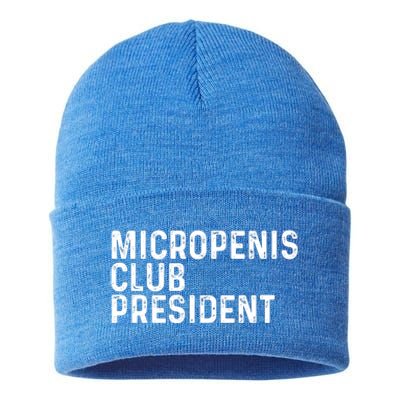 Micropenis Club President Funny Meme Sarcastic Stupid Cringe Sustainable Knit Beanie