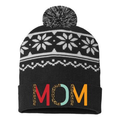 Mom Cheetah Print Cute Gift USA-Made Snowflake Beanie