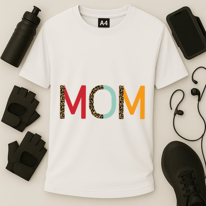 Mom Cheetah Print Cute Gift Cooling Performance Crew T-Shirt