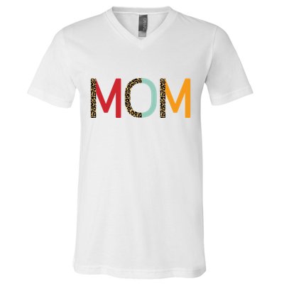 Mom Cheetah Print Cute Gift V-Neck T-Shirt