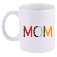 Mom Cheetah Print Cute Gift 11oz C Handle Ceramic Mug