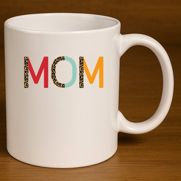 Mom Cheetah Print Cute Gift 11oz C Handle Ceramic Mug