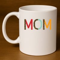 Mom Cheetah Print Cute Gift 11oz C Handle Ceramic Mug