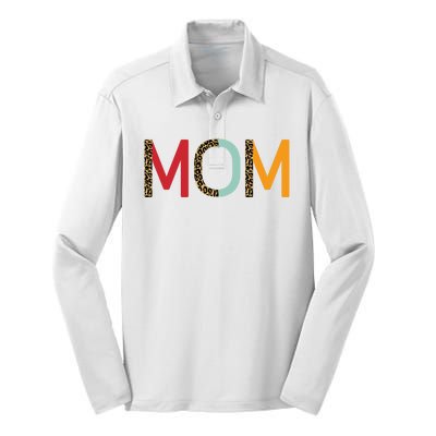 Mom Cheetah Print Cute Gift Silk Touch Performance Long Sleeve Polo