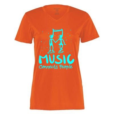 Music Connects People Women's Momentum V-Neck T-Shirt