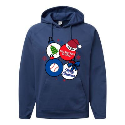 Merry Christmas Philadelphia Baseball Est 1924 Performance Fleece Hoodie