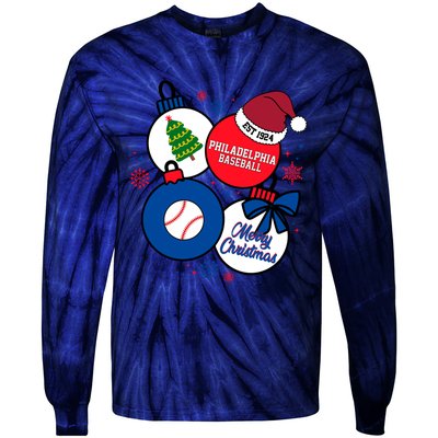 Merry Christmas Philadelphia Baseball Est 1924 Tie-Dye Long Sleeve Shirt