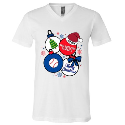 Merry Christmas Philadelphia Baseball Est 1924 V-Neck T-Shirt