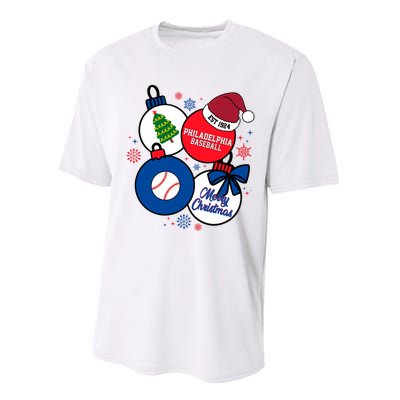 Merry Christmas Philadelphia Baseball Est 1924 Performance Sprint T-Shirt