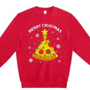 Merry Crustmas Pizza Christmas Tree Xmas Premium Crewneck Sweatshirt