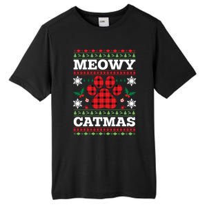 Meowy Catmas Paw Ugly Christmas Plaid Tall Fusion ChromaSoft Performance T-Shirt