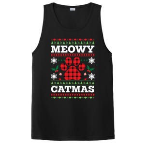 Meowy Catmas Paw Ugly Christmas Plaid PosiCharge Competitor Tank