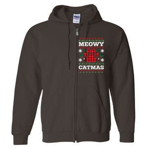 Meowy Catmas Paw Ugly Christmas Plaid Full Zip Hoodie