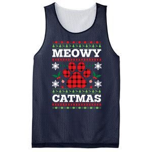 Meowy Catmas Paw Ugly Christmas Plaid Mesh Reversible Basketball Jersey Tank