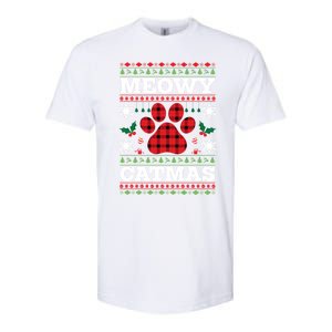 Meowy Catmas Paw Ugly Christmas Plaid Softstyle CVC T-Shirt