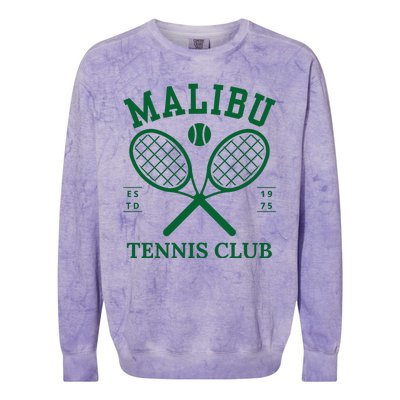 Malibu California Preppy Tennis Club Green Colorblast Crewneck Sweatshirt