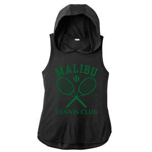 Malibu California Preppy Tennis Club Green Ladies PosiCharge Tri-Blend Wicking Draft Hoodie Tank