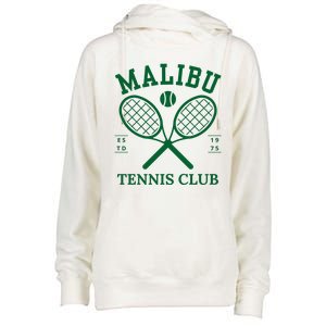 Malibu California Preppy Tennis Club Green Womens Funnel Neck Pullover Hood