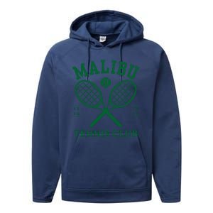 Malibu California Preppy Tennis Club Green Performance Fleece Hoodie