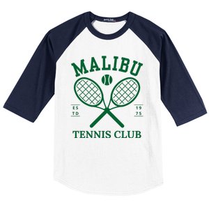 Malibu California Preppy Tennis Club Green Baseball Sleeve Shirt