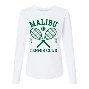 Malibu California Preppy Tennis Club Green Womens Cotton Relaxed Long Sleeve T-Shirt